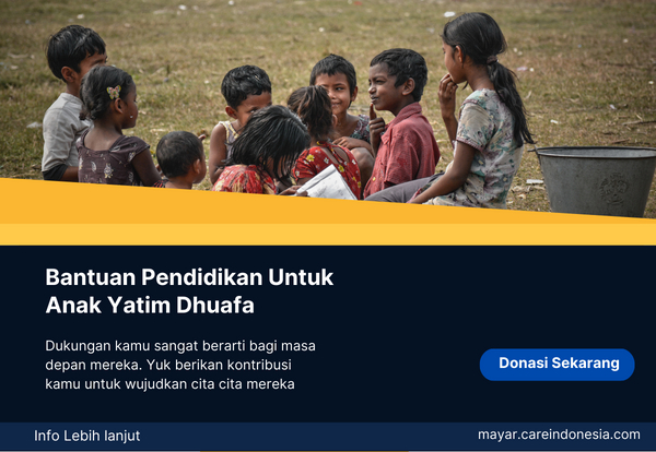 Ilustrasi Anak Yatim Dhuafa belajar dengan bahagia